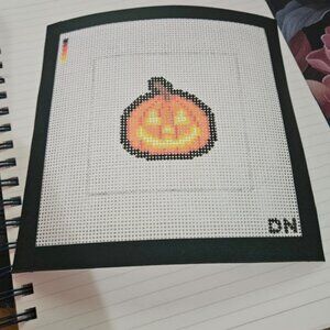 NEEDLEPOINT - Hand painted Halloween Canvas - Halloween Jack o lantern pumpkin